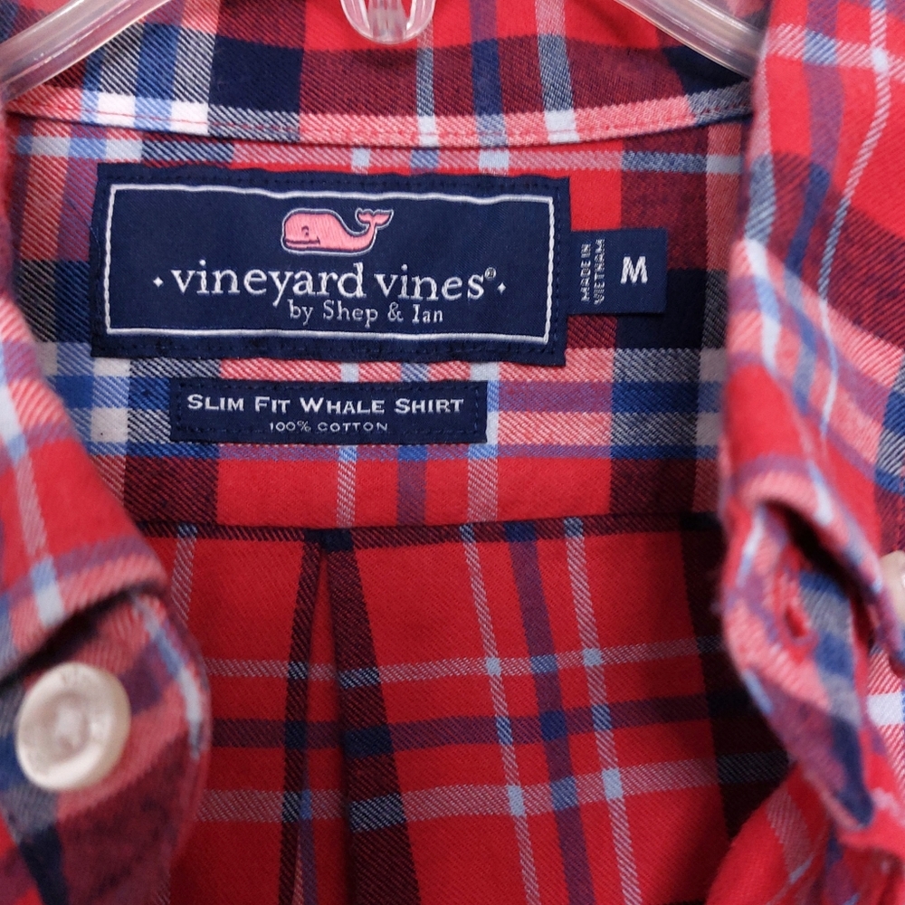 Vineyard Vines Mens M Slim Fit Ginger Rum Plaid Button Down Shirt - Picture 2 of 4